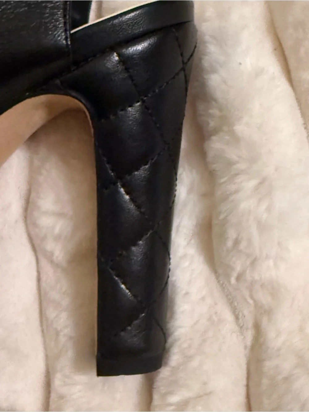 CHANEL Black Leather High-Heel Sandals with Gold Chain Straps
